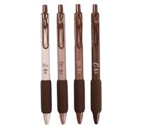 Kopida Lot de 4 stylos à encre gel couleur café 0,5 mm - Noir - Stylo silencieux pour le dessin, l'écriture, le bureau, les fournitures scolaires