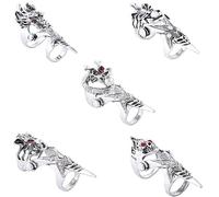 Kopida Lot de 5 bagues vintage en forme de tête de dragon - Bague de phalange - Simple et rétro - Bijou tendance