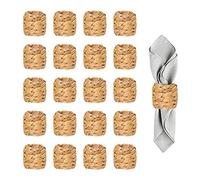 Kopinma 20Pcs Ronds de Serviette Anneau de Serviette TisséS Ronds, Rond de Serviette en Osier par Jacinthe D'Eau Naturelle, Porte-Serviette Fait Main pour Mariage, Fête, Quotidienne