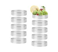 Kopinma Lot de 10 cercles à tartelettes ronds avec trous - En acier inoxydable - 7 cm