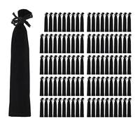 Kopinma Lot de 100 pochettes en velours pour stylo - Avec cordon de serrage - Noir - Avec cordon de serrage - Pour stylo plume, crayons - Cadeau d'école et de bureau