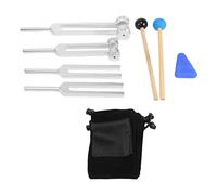 Kopinma Lot de 4 diapasons (128 Hz, 256 Hz, 512 Hz, 528 Hz) avec marteau à diapason pour le son et les vibrations