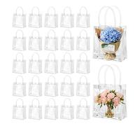 Kopinma Lot de 50 sacs cadeaux transparents avec poignées - En plastique transparent - Réutilisables - Pour bonbons et bonbons - 13 x 15 x 7 cm