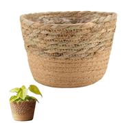 Kopinma Pot de Fleurs Tissé en Paille, Panier en Osier, Panier de Rangement en Rotin, Panier de Jardinière Tissé à la Main, Panier de Plantes D'intérieur, S