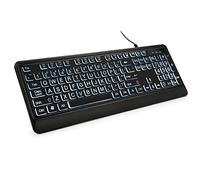 KOPJIPPOM Clavier d'ordinateur filaire USB silencieux avec rétroéclairage à grande impression - Taille complète avec LED blanche - Compatible avec ordinateur de bureau Windows, ordinateur portable, PC