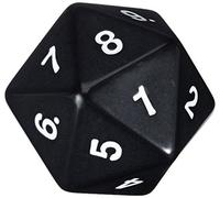 Koplow Games 55mm Jumbo D20 Opaque Black With White Numbers