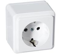 Kopp 101802000 Prise simple avec contact de protection, programme standard pour montage en saillie, 16 A, 250 V, blanc arctique