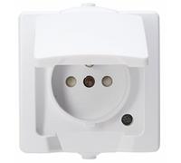 Kopp 107902009 Prise Centrale avec Couvercle et Protection Tactile améliorée AP-FR, Gamme Nautique, Blanc Arctique, 1 pièce