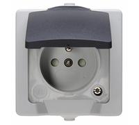 Kopp 107956008 Prise de Courant avec Couvercle et Protection de Contact améliorée Gris