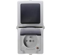 Kopp 136856005 Commutateur Vertical et Prise de Contact avec Contact de Protection Contre Les Chocs Gris