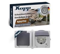 Prise 2P+T avec clapet Kopp 137056002 Nautic gris