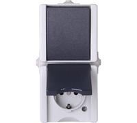Kopp 139356003 1 pièce Gamme d'interrupteurs étanches à l'humidité Combinaison interrupteur / prise complète proAQA