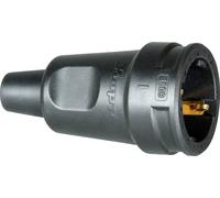 Kopp 180916009 Fiche électrique femelle avec terre PA, caoutchouc 230 V noir IP20