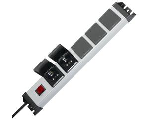 Kopp 227320017 Powerversal Multiprise 5 Prises avec Interrupteur éclairé et couvercles rabattables Protection IP 20