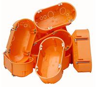 Kopp 352500001 Double Prise Interrupteur Mural Creux avec Chambre Double, Plastique, Profondeur 47 mm Isotherme, Orange, 140 x 68 mm Lot de 10