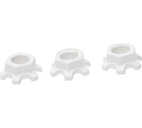 Kopp 370112086 Écrou en plastique avec filetage M10, 3 pièces dans un sachet, couleur : blanc