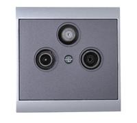 Kopp 916115081 Malta Prise d'antenne TV murale à 3 entrées TV/RF/SAT Argenté/gris anthracite