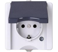 Kopp 947456005 simple Gamme d'interrupteurs pour pièce humide complet Prise 2P+T avec clapet proAQA gris