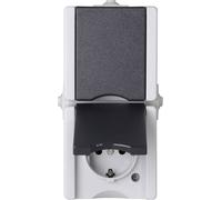 Kopp 947556008 Gamme d'interrupteurs pour pièce humide complet Prise 2P+T avec clapet proAQA gris 1 pc(s)