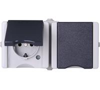 Kopp 950656001 x2 Gamme dinterrupteurs pour pièce humide complet Prise 2P+T avec clapet proAQA gris 1 pc(s)