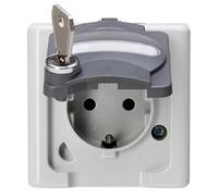 Kopp AP Schuko 103500001 Prise Contact électrique avec Couvercle Rabattable et verrou de sécurité N°20 Gris