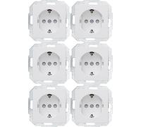 Kopp Athenis 943032056 Lot de 6 prises de courant avec protection tactile, 16 A, 250 V~, IP20, blanc arctique, surface mate,