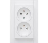 Kopp Athenis BL-M prise terre 2x, Contact de protection central, arctique mat, 952232089