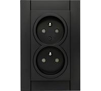 Kopp Athenis BL-M prise terre 2x, Contact de protection central, noir mat, 952250081