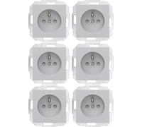 Kopp Athenis BL-M prise terre, Contact de protection central, 1x 6pcs, gris mat, 956334057