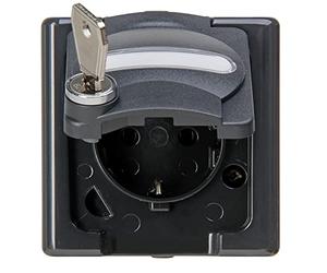 Kopp Blue Electric 103915005 Prise de Terre avec Couvercle à charnière et verrou de sécurité (n°5) Anthracite