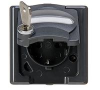 Kopp Blue Electric Prise de courant avec couvercle à charnière et verrou de sécurité (n°2) Anthracite