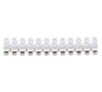 Kopp Bornier Lüster, 12 pôles, blanc, conducteurs rigides 1-4mm², conducteurs souples multifilaires 1-2,5mm², 450V, dénudage 5-6mm, pièce isolante PP, inserts Acier étamé, Vis Acier chro, 342400087
