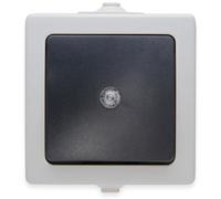Kopp Bouton-poussoir éclairé Nautic – montage en saillie pour locaux humides – gris/anthracite