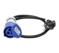 Kopp Câble adaptateur CEE - Fiche Schuko - Câble adaptateur - Câble d'extension - Adaptateur d'alimentation pour camping, chantier, caravane - 80 cm - Bleu - 3 broches - IP44