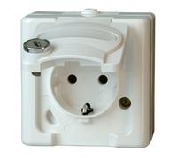 Kopp Electric 103402000 Prise de Courant avec Couvercle à charnière et Serrure de sécurité Blanc Arctique