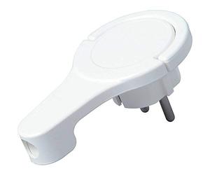 Kopp Fiche coudée avec Contact de Protection en Blanc Arctique - Fiche en Plastique avec poignée Rabattable et Protection Anti-Torsion - Fiche de Contact de Protection IP20 pour câble d'alimentation