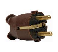 Kopp Fiche de Contact de Protection en Plastique IP 20 - Insertion Centrale - 2 systèmes de Contact de Protection - Norme CEE 7/VII pour Section de câble jusqu'à 3 x 1,5 mm² - Marron - 175706004