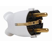 Kopp Fiche de contact de protection, plastique, IP 20, entrée centrale, 2 systèmes de contact de protection conforme à la norme CEE 7/VII pour section de câble jusqu'à 3 x 1,5 mm², blanc arctique,