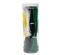 Kopp Lot de 300 serre-câbles dans une boîte de 300 pièces, 150 pièces de 200 x 4,8 mm et 150 pièces de 100 x 2,5 mm, blanc, noir et vert, 324601099