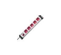 Kopp multiprise avec ÜSS, rouge/gris, 5x, 5x contact de protection, avec interrupteur, longueur d'amenée 1,4m