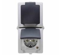 KOPP NAUTIC Prise Double 2-Fach IP44 Gris En Saillie Avec Couvercle Rabattable