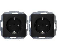 Kopp Paris 920650080 Prise de courant avec protection de contact élevée encastrée Noir mat (Lot de 2)