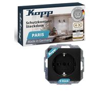 Kopp Paris 920750014 Profipack : 6 Prises avec Protection Contact surélevée Noir Mat