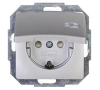 Kopp Paris 920820085 Prise de courant avec couvercle, 1 prise, avec protection anti-contact, 16 A, 250 V~, IP20, argenté