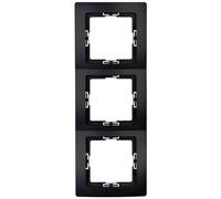 Kopp Paris Cadre de recouvrement Triple en Noir Mat - 8,3 x 22,5 cm - Cadre pour Prises et interrupteurs - Cadre élégant en Plastique - Cadre pour Interrupteur d'éclairage de qualité supérieure
