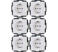 Kopp Paris 920702011 Pack économique de 6 Prises avec Protection de Contact I Boîtes de Contact de Protection 16 A / 250 V / IP20 I Prise Murale pour intérieur I Blanc Arctique - 920702011