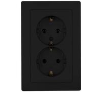 Kopp Paris 920950089 Double Prise avec Protection de Contact renforcée Noir Mat