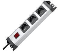 Kopp Multiprise Powerversal 3 prises 1,4 m 3600 W/16 A 90° montage mural interrupteur argent/noir