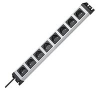 Kopp Powerversal Multiprise 8 Prises, 1,40 m, 3600 W/16 A, 90 ° gedrehte Ports, Multiprise avec Contact de Protection, Montage Mural, sans Interrupteur, Argent/Noir, 226920014