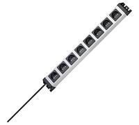 Kopp Powerversal Multiprise 8 Prises, 1,40 m, 3600 W/16 A, 90 ° gedrehte Ports, Multiprise avec Contact de Protection, Montage Mural, sans Interrupteur, Argent/Noir, 226920014
